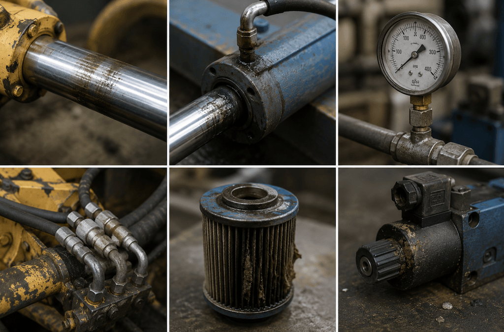 industrial hydraulic system undergoing troubleshooting & inspection